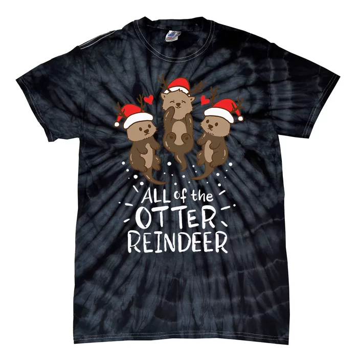 Otter Reindeer Deer Christmas Xmas Gift Present Tie-Dye T-Shirt