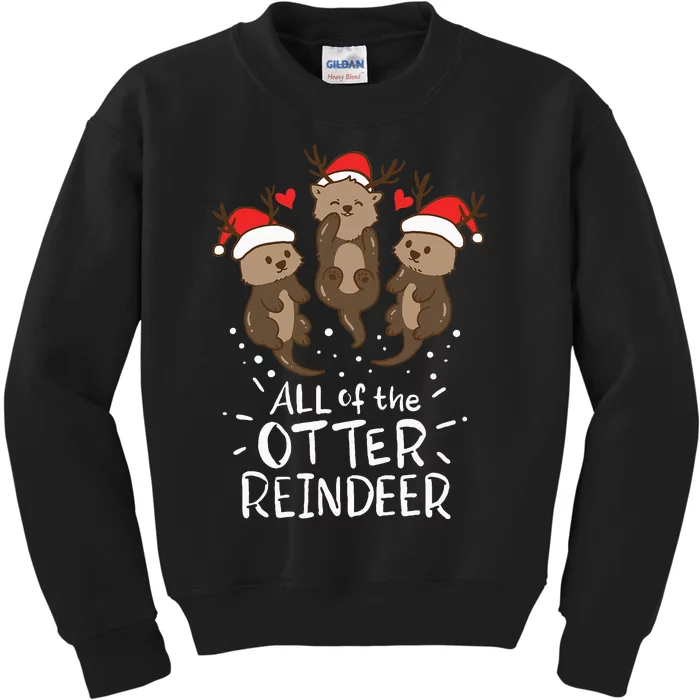 Otter Reindeer Deer Christmas Xmas Gift Present Kids Sweatshirt