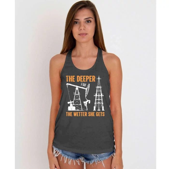 Oil Rig Drilling Lifestyle Oilfield Worker Hard Hat & Boots Women's Knotted Racerback Tank