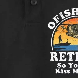 Ofishally Retired Funny Bass Fishing Retirement Gift For Men Dry Zone Grid Performance Polo