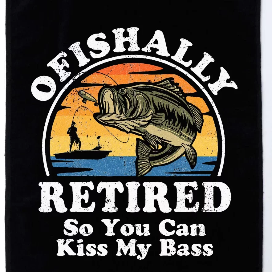 Ofishally Retired Funny Bass Fishing Retirement Gift For Men Platinum Collection Golf Towel