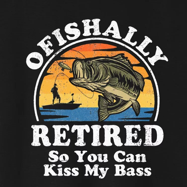 Ofishally Retired Funny Bass Fishing Retirement Gift For Men Women's Crop Top Tee