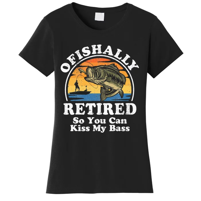 Ofishally Retired Funny Bass Fishing Retirement Gift For Men Women's T-Shirt