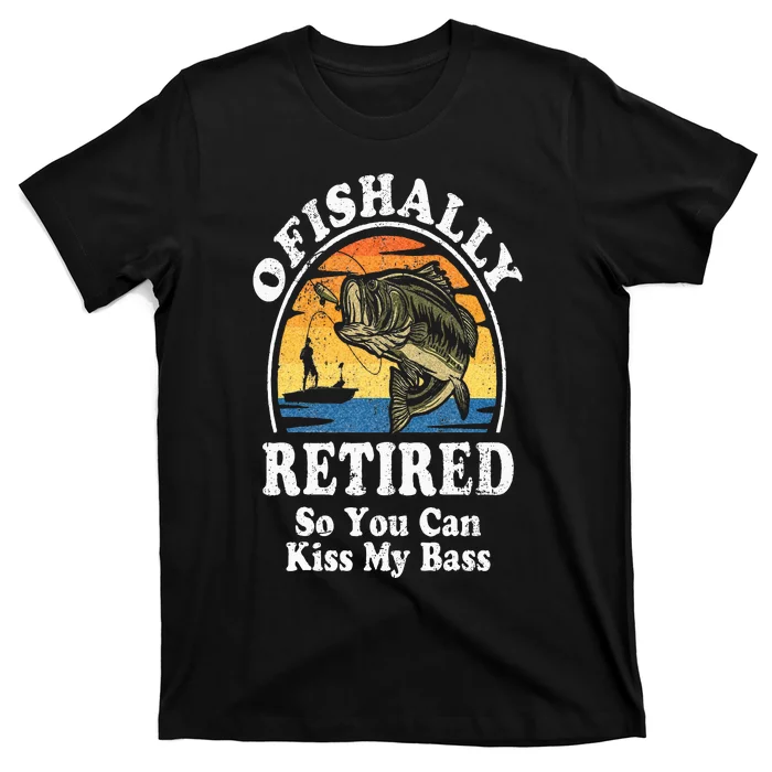 Ofishally Retired Funny Bass Fishing Retirement Gift For Men T-Shirt