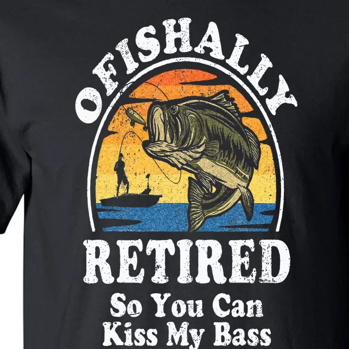 Ofishally Retired Funny Bass Fishing Retirement Gift For Men Tall T-Shirt