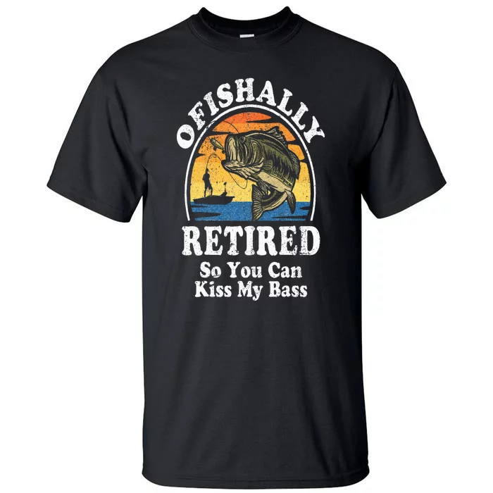 Ofishally Retired Funny Bass Fishing Retirement Gift For Men Tall T-Shirt