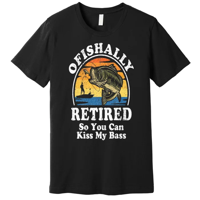 Ofishally Retired Funny Bass Fishing Retirement Gift For Men Premium T-Shirt