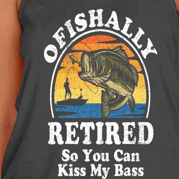 Ofishally Retired Funny Bass Fishing Retirement Gift For Men Women's Knotted Racerback Tank