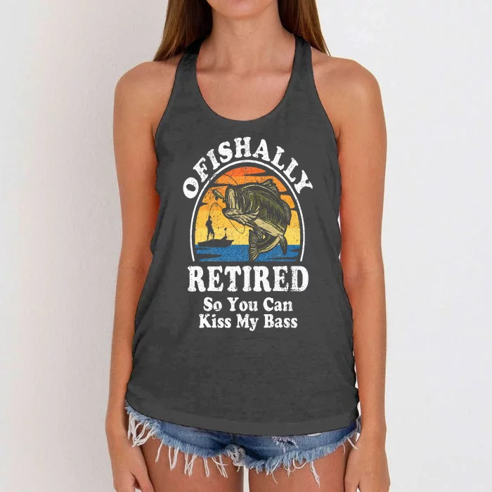 Ofishally Retired Funny Bass Fishing Retirement Gift For Men Women's Knotted Racerback Tank