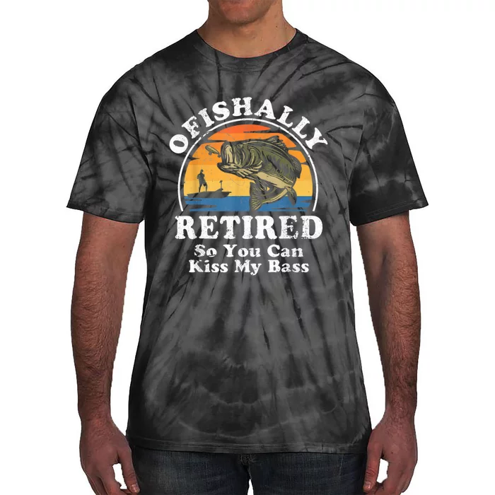 Ofishally Retired Funny Bass Fishing Retirement Gift For Men Tie-Dye T-Shirt