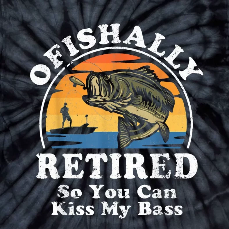 Ofishally Retired Funny Bass Fishing Retirement Gift For Men Tie-Dye T-Shirt