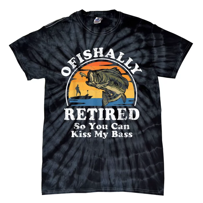 Ofishally Retired Funny Bass Fishing Retirement Gift For Men Tie-Dye T-Shirt