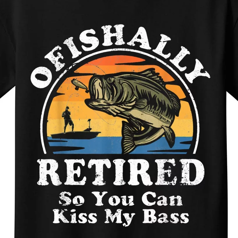 Ofishally Retired Funny Bass Fishing Retirement Gift For Men Kids T-Shirt