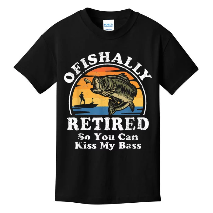 Ofishally Retired Funny Bass Fishing Retirement Gift For Men Kids T-Shirt