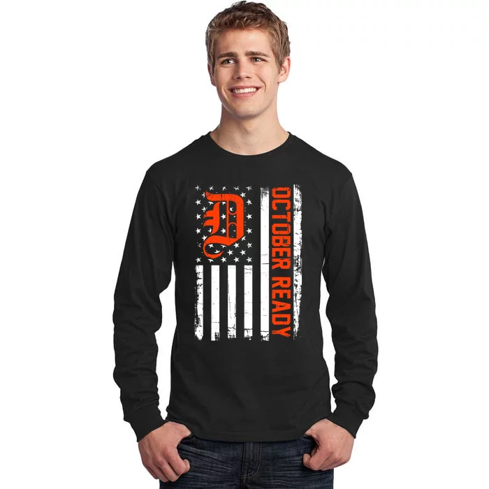 October Ready For Playoff Us Flag Matching Tiger Souvenir Tall Long Sleeve T-Shirt