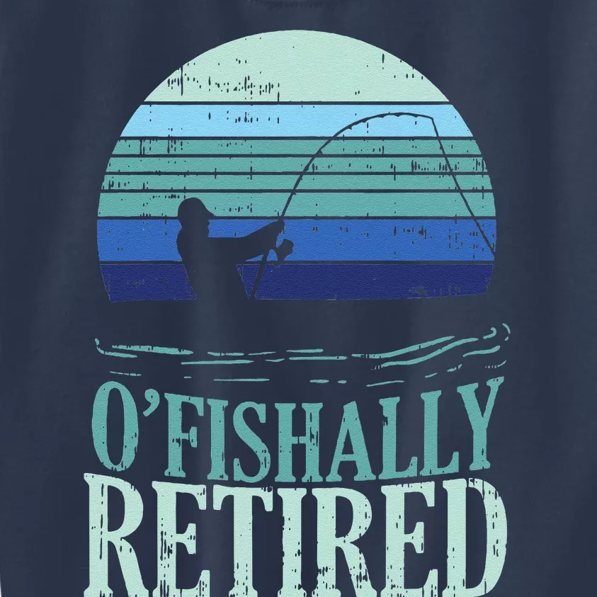 Ofishally Retired Fishing Retro Retirement Dad Gift Kids Sweatshirt