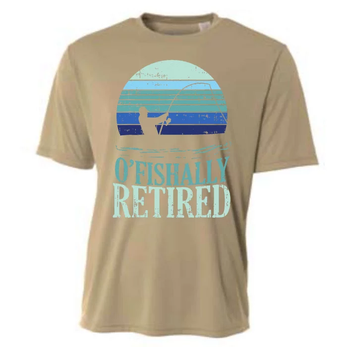 Ofishally Retired Fishing Retro Retirement Dad Gift Cooling Performance Crew T-Shirt