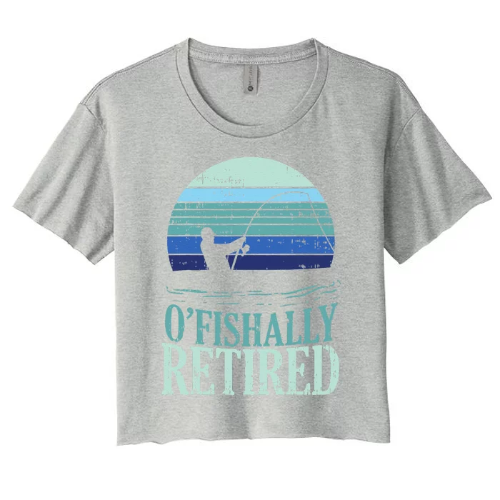 Ofishally Retired Fishing Retro Retirement Dad Gift Women's Crop Top Tee