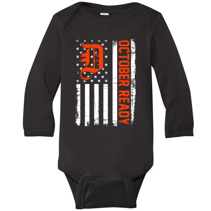 October Ready For Playoff Us Flag Matching Tiger Souvenir Baby Long Sleeve Bodysuit