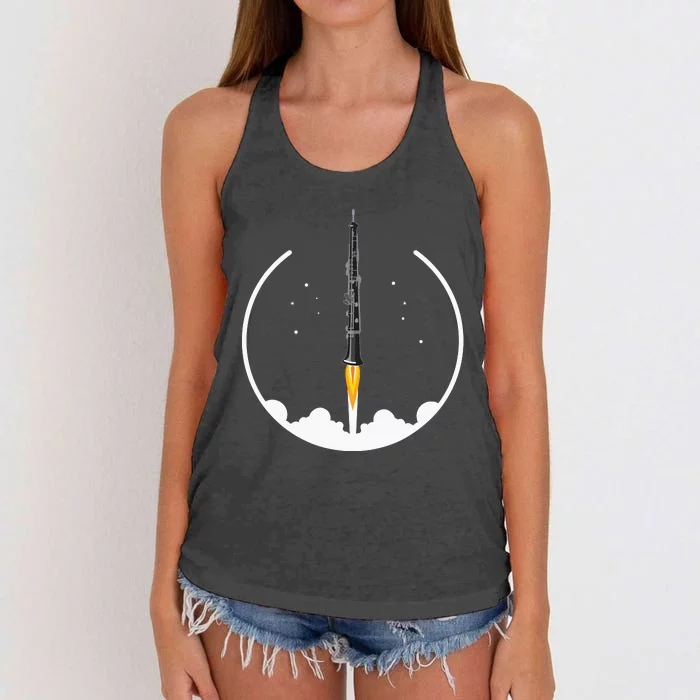 OBOE Rocket Funny Oboist Gift Funny Oboe Women's Knotted Racerback Tank