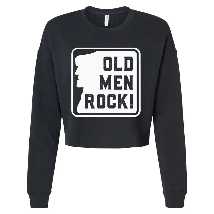 Old Rock Funny Cropped Pullover Crew