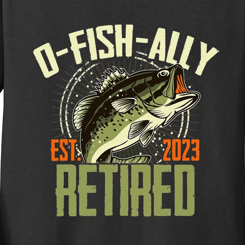 OFishally Retired Funny Fisherman Retirement Kids Long Sleeve Shirt