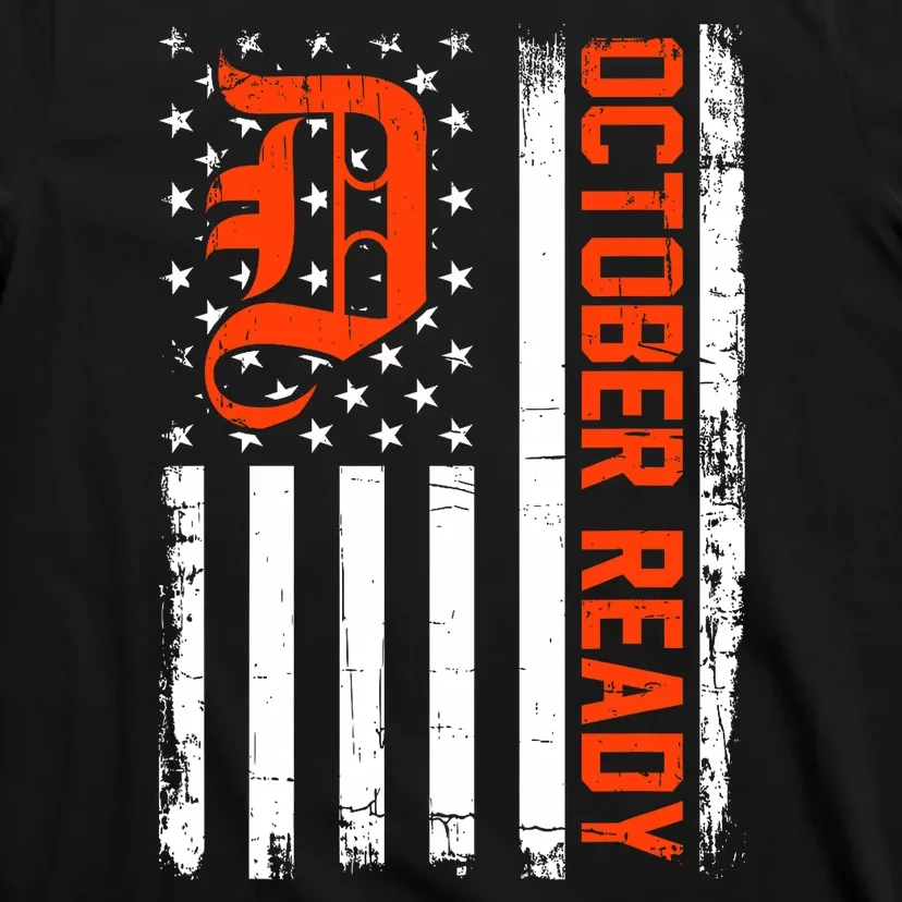 October Ready For Playoff Us Flag Matching Tiger Souvenir T-Shirt