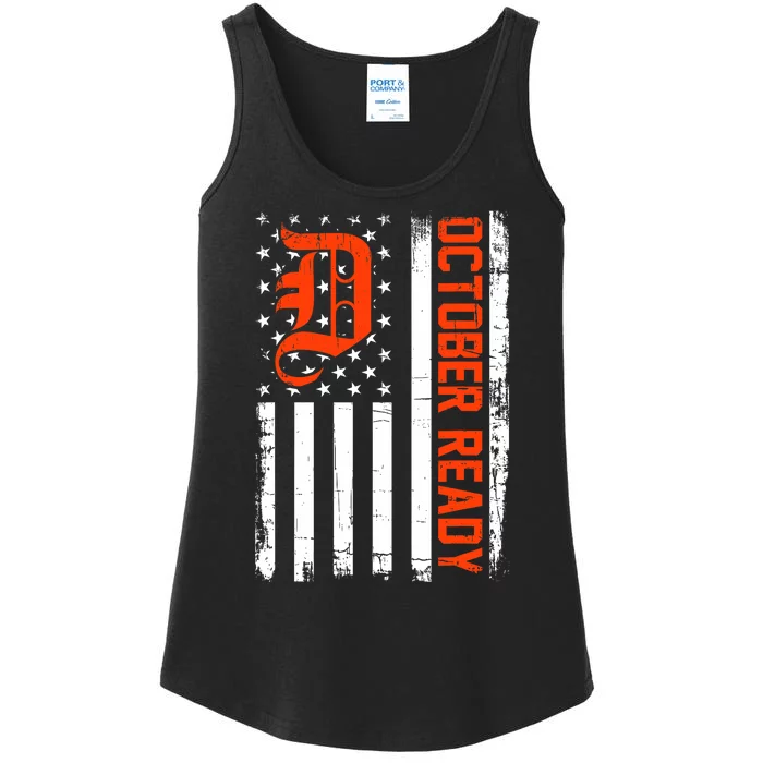 October Ready For Playoff Us Flag Matching Tiger Souvenir Ladies Essential Tank