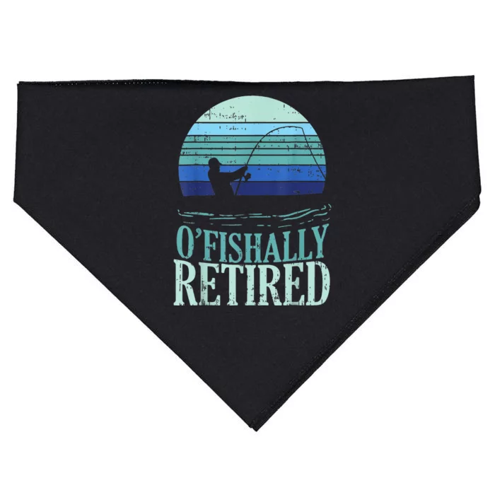 Ofishally Retired Fishing Retro Retirement Dad  Gift USA-Made Doggie Bandana