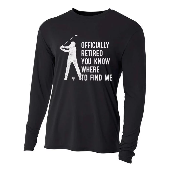 Officially Retired Gift Golf Dad Golfing Retirement Golfer Cooling Performance Long Sleeve Crew