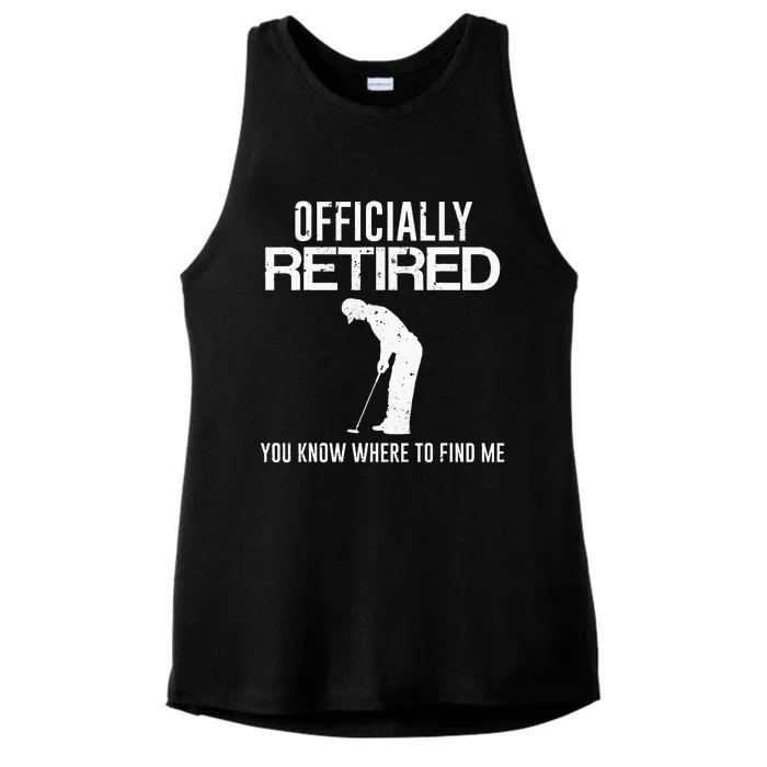 Officially Retired Gift Golf Dad Golfing Retirement Golfer Ladies Tri-Blend Wicking Tank