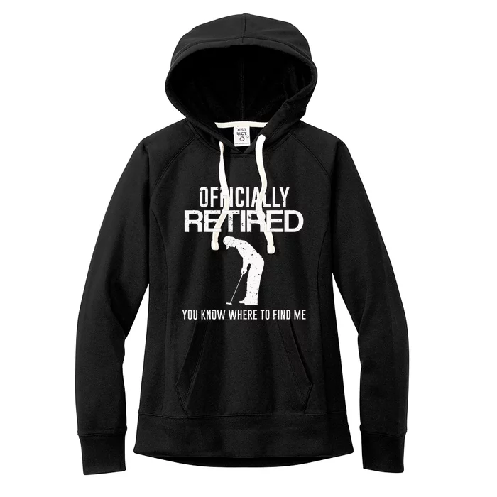 Officially Retired Gift Golf Dad Golfing Retirement Golfer Women's Fleece Hoodie