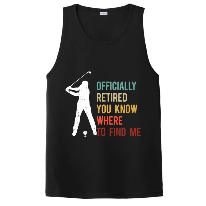 Officially Retired Gift Golf Dad Golfing Retirement Golfer Performance Tank