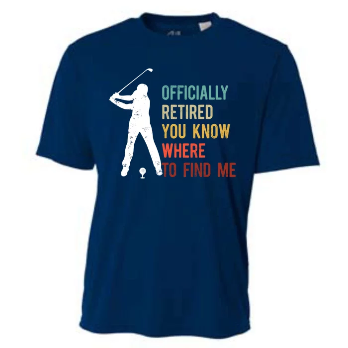 Officially Retired Gift Golf Dad Golfing Retirement Golfer Cooling Performance Crew T-Shirt