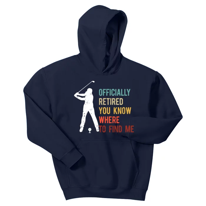 Officially Retired Gift Golf Dad Golfing Retirement Golfer Kids Hoodie