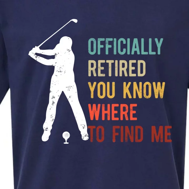 Officially Retired Gift Golf Dad Golfing Retirement Golfer Sueded Cloud Jersey T-Shirt