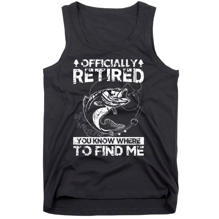 Officially Retired Gift Fishing Dad Retirement Fisher Funny Tank Top