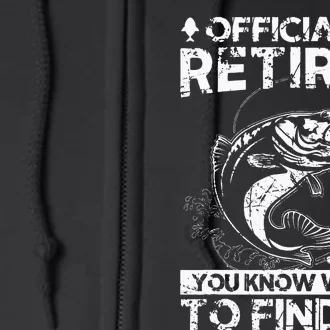 Officially Retired Gift Fishing Dad Retirement Fisher Funny Full Zip Hoodie