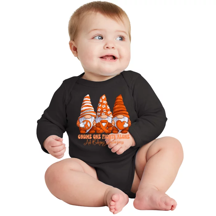 Orange Ribbon Gnomies Support Anti Bullying Awareness Month Baby Long Sleeve Bodysuit