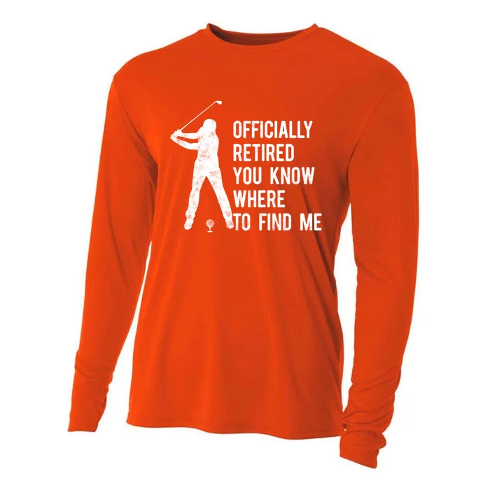 Officially Retired Gift Golf Dad Golfing Retiret Golfer Gift Cooling Performance Long Sleeve Crew