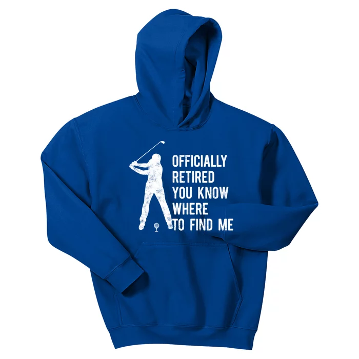 Officially Retired Gift Golf Dad Golfing Retiret Golfer Gift Kids Hoodie