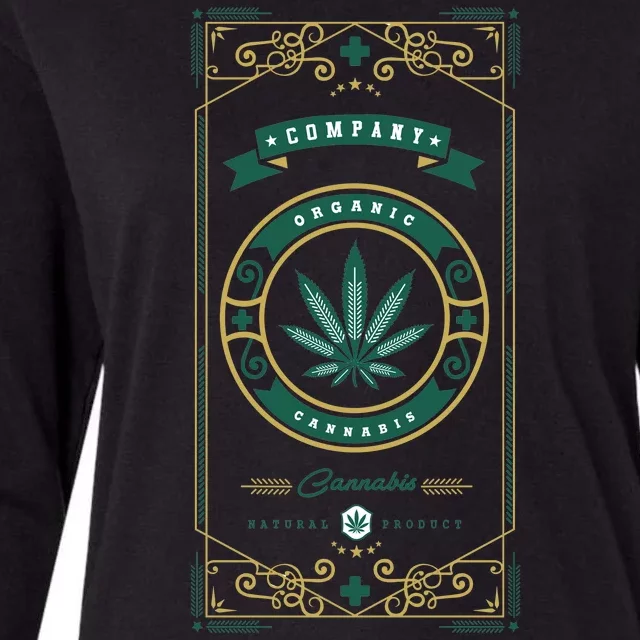 Organic Cannabis Medical Marijuana Womens Cotton Relaxed Long Sleeve T-Shirt