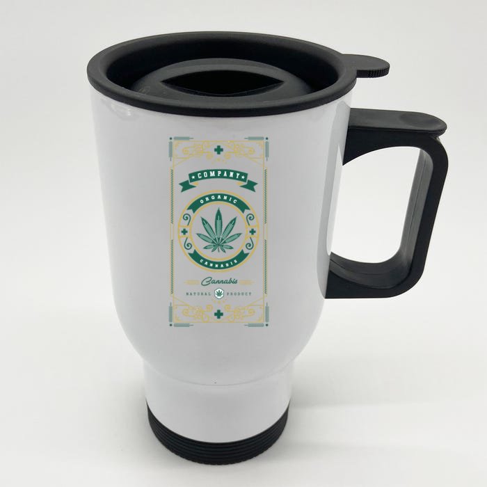 Organic Cannabis Medical Marijuana Front & Back Stainless Steel Travel Mug