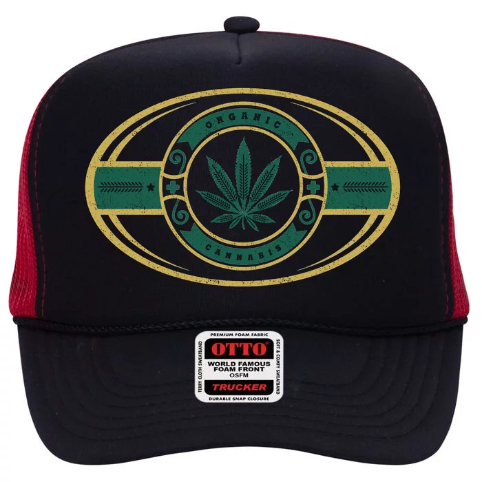 Organic Cannabis Medical Marijuana Gold Seal High Crown Mesh Trucker Hat