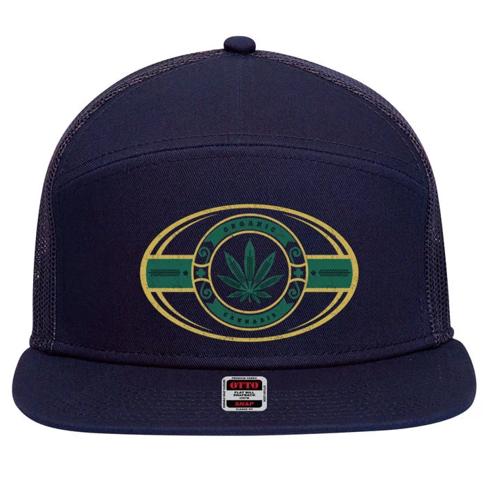 Organic Cannabis Medical Marijuana Gold Seal 7 Panel Mesh Trucker Snapback Hat