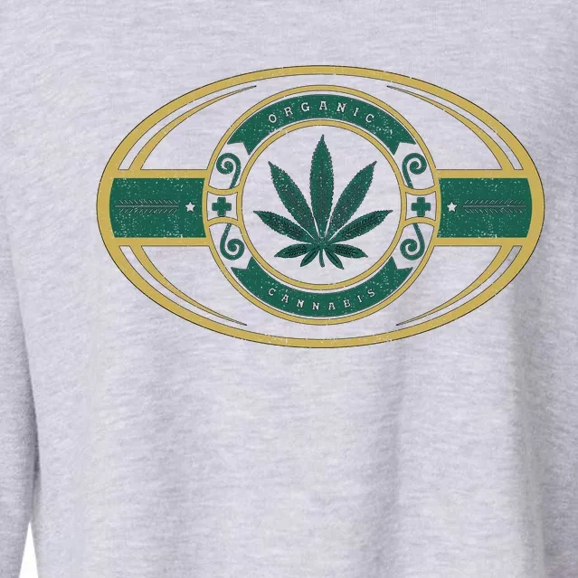 Organic Cannabis Medical Marijuana Gold Seal Cropped Pullover Crew