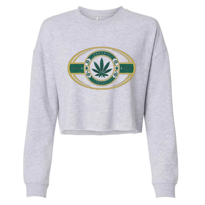 Organic Cannabis Medical Marijuana Gold Seal Cropped Pullover Crew