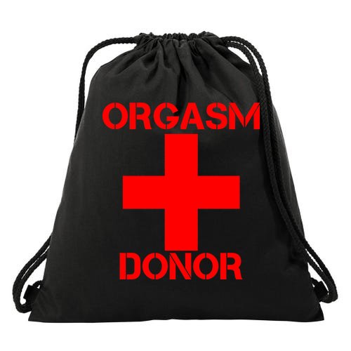 Orgasm Donor Red Imprint Drawstring Bag