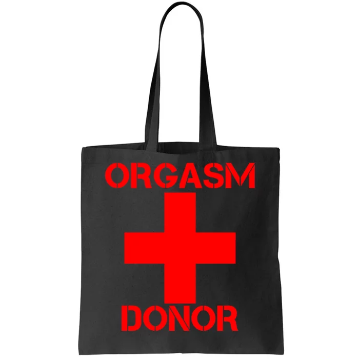 Orgasm Donor Red Imprint Tote Bag