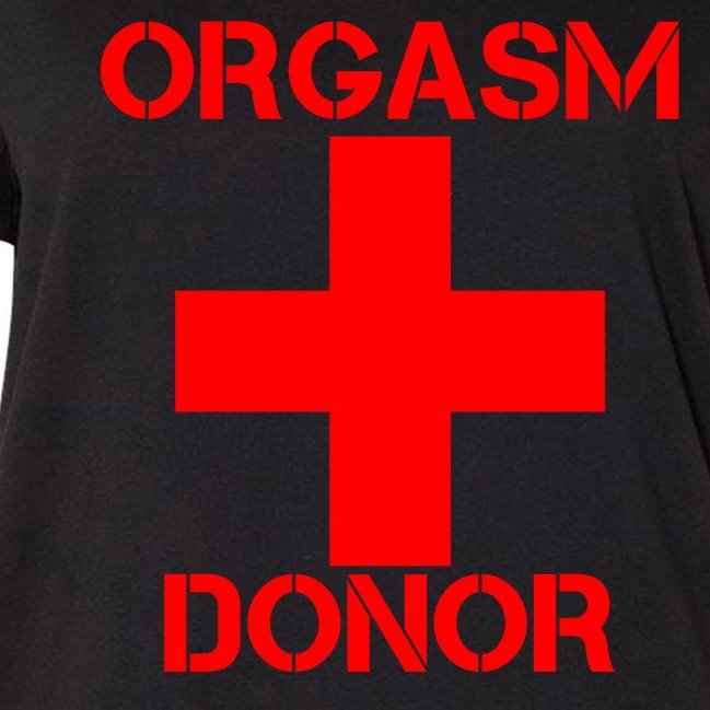 Orgasm Donor Red Imprint Women's V-Neck Plus Size T-Shirt